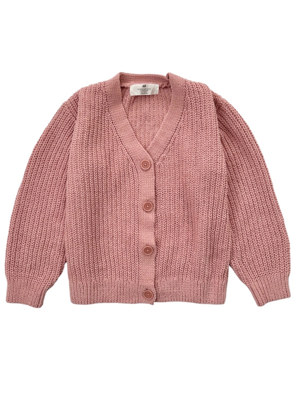 H&M girls pink chenille knit cardigan